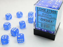Load image into Gallery viewer, Chessex D6 Frosted 12mm d6 Blue/white Dice Block
