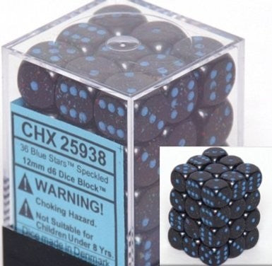 Chessex D6 Speckled 12mm d6 Blue Stars Dice Block