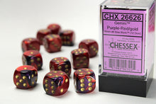 Load image into Gallery viewer, Chessex D6 Gemini 16mm d6 Purple-Red/gold Dice Block
