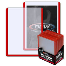 Load image into Gallery viewer, BCW Toploader Card Holder Border Red (3&quot; x 4&quot;) (25 Holders Per Pack)
