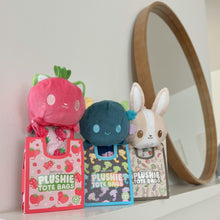 Load image into Gallery viewer, Tee Turtle - Plushie Tote Bag - White Transgender Pride Tote Bag and Blue Frog Plushie
