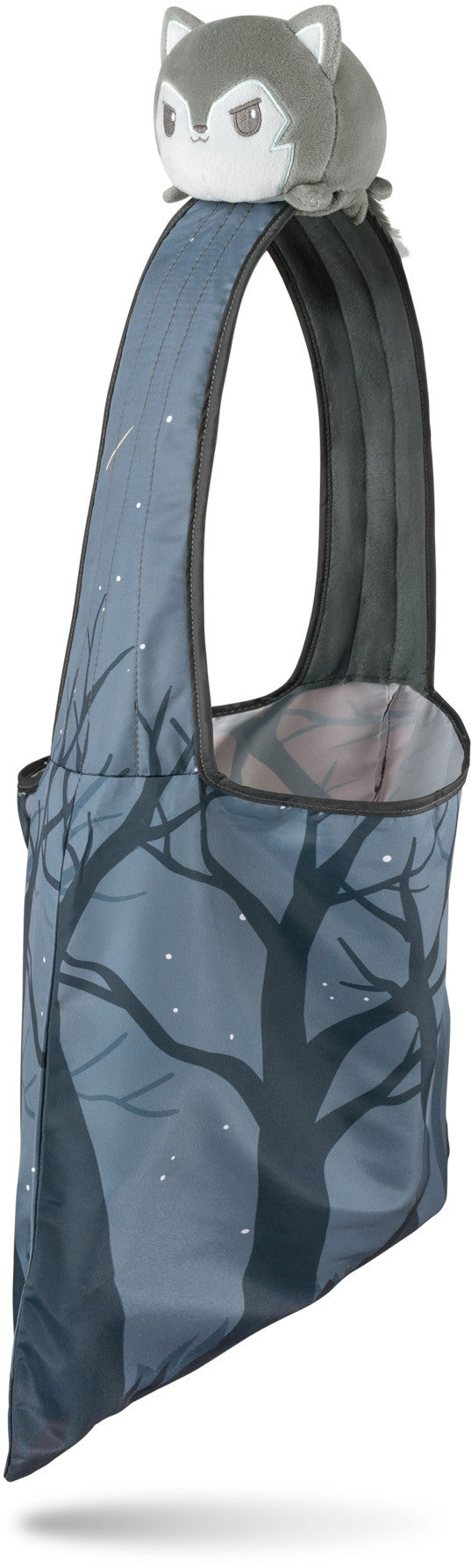 Tee Turtle - Plushie Tote Bag - Gray Forest Tote Bag and Light Gray Wolf Plushie