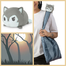 Load image into Gallery viewer, Tee Turtle - Plushie Tote Bag - Gray Forest Tote Bag and Light Gray Wolf Plushie
