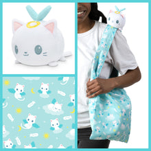 Load image into Gallery viewer, Tee Turtle - Plushie Tote Bag - Light Blue Angel Cats Tote Bag and White Angel Cat Plushie
