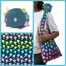 Load image into Gallery viewer, Tee Turtle - Plushie Tote Bag - Dark Blue Rainbow Axolotls Tote Bag and Blue  Axolotl Plushie
