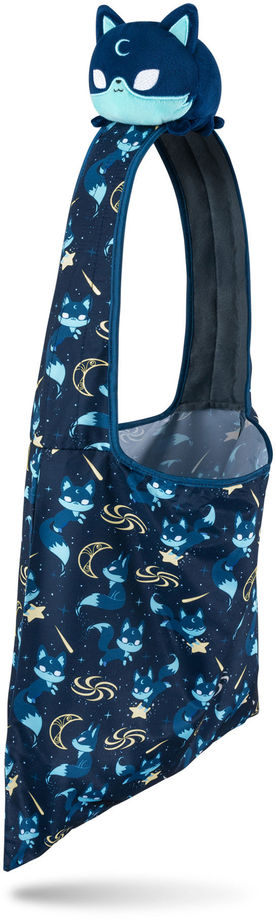 Tee Turtle - Plushie Tote Bag - Dark Blue Moon Foxes Tote Bag and Dark Blue Moon Fox Plushie