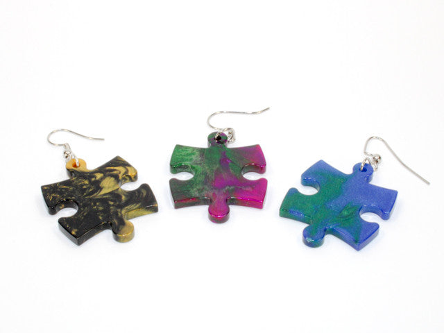 Chessex Earrings Gemini Puzzle Piece Pair