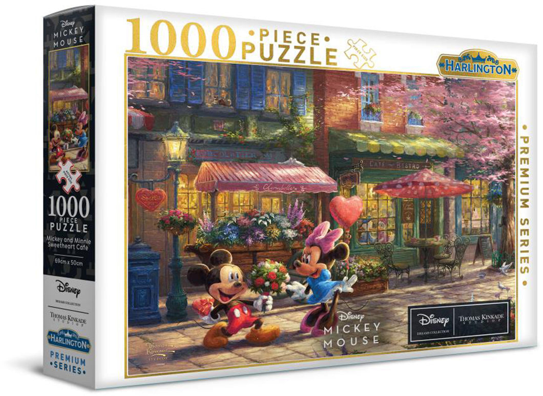 Harlington Thomas Kinkade PQ Disney Mickey Minnie Sweetheart Cafe 1000 Piece Puzzle