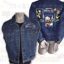 Load image into Gallery viewer, Marvel Licensed X Men Denim Jean Jacket Leather Embroidered Wolverine Cyclops Storm

