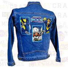 Load image into Gallery viewer, Marvel Licensed X Men Denim Jean Jacket Leather Embroidered Wolverine Cyclops Storm

