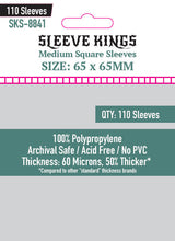 Load image into Gallery viewer, Sleeve Kings Board Game Sleeves Medium Square Sleeves (65mm x 65mm) (110 Sleeves per Pack)
