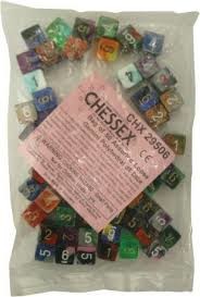 BULK D6 Dice Assorted Loose Gemini Polyhedral (50 Dice in Bag)