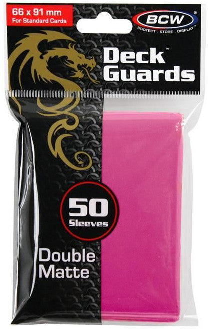 BCW Deck Protectors Standard Matte Pink (66mm x 91mm) (50 Sleeves Per Pack)