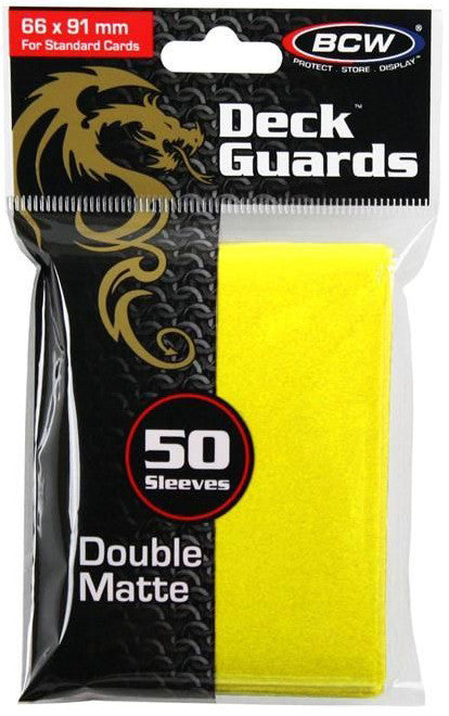 BCW Deck Protectors Standard Matte Yellow (66mm x 91mm) (50 Sleeves Per Pack)