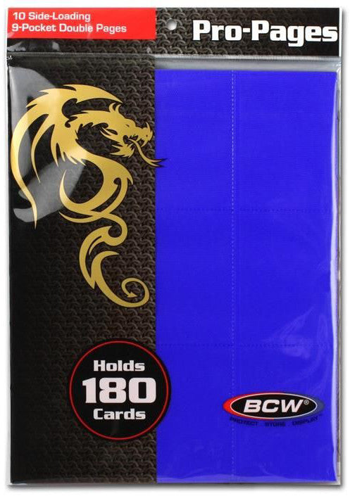 BCW Pro Pages 9 Pocket Pages Side Loading Blue (10 Pages Per Pack)