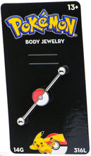 Load image into Gallery viewer, Pokemon Earrings Pokeball Barbell 14G 1 3/8&#39;
