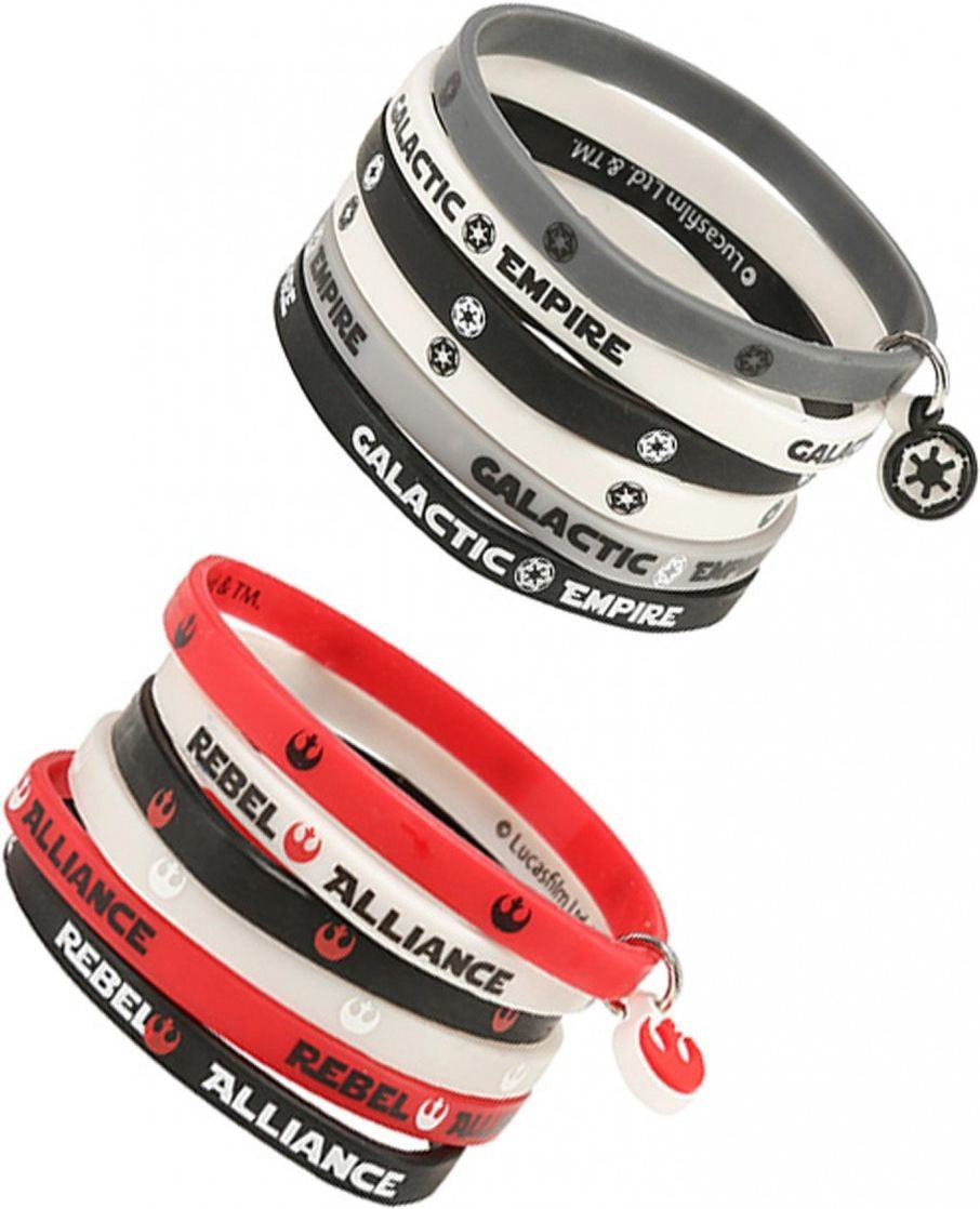 Star Wars x6 Empire/Rebel Rubber Wristband