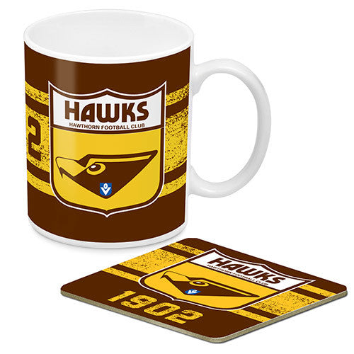 AFL Coffee Mug and Coaster 1st Team Logo Hawthorn Hawks