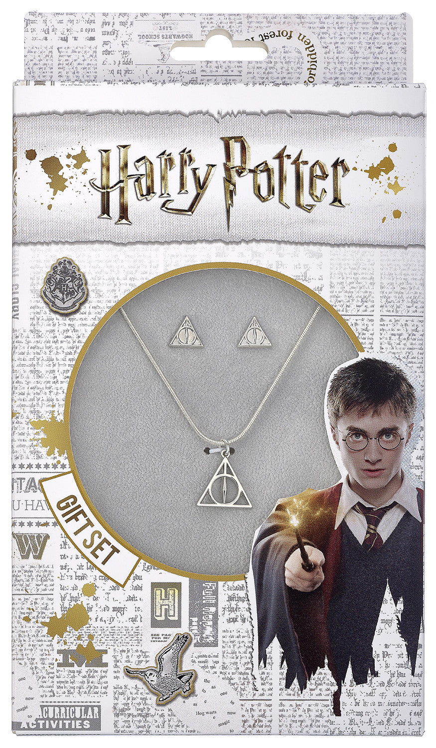 Harry Potter Necklace and Stud Earring Set Deathly Hallows