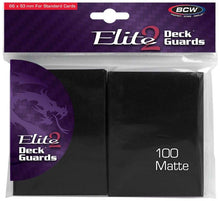Load image into Gallery viewer, BCW Deck Protectors Standard Elite2 Matte Black (66mm x 93mm) (100 Sleeves Per Pack)
