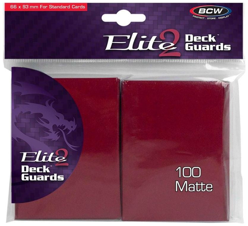BCW Deck Protectors Standard Elite2 Matte Red (66mm x 93mm) (100 Sleeves Per Pack)