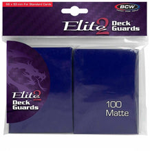 Load image into Gallery viewer, BCW Deck Protectors Standard Elite2 Matte Blue (66mm x 93mm) (100 Sleeves Per Pack)
