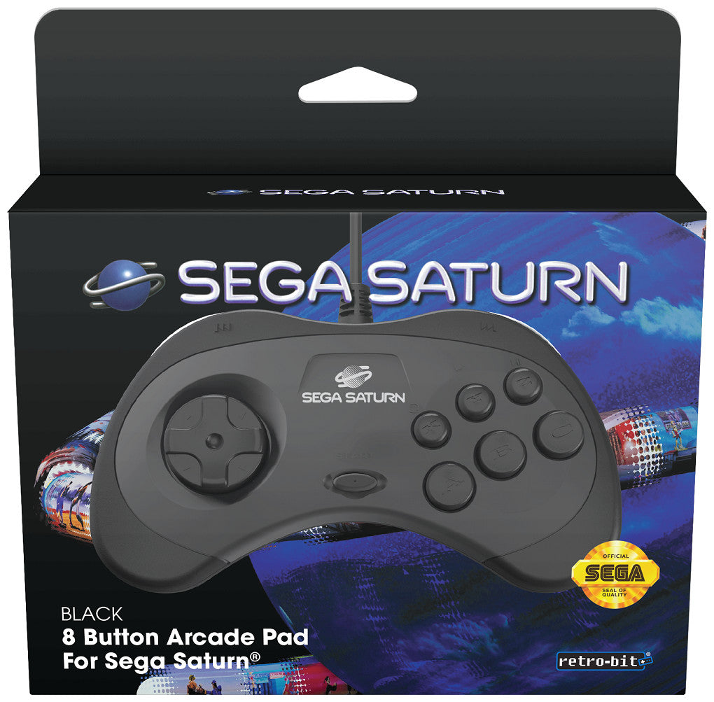 Retro-Bit SEGA Saturn 8-Button Arcade Pad - Black