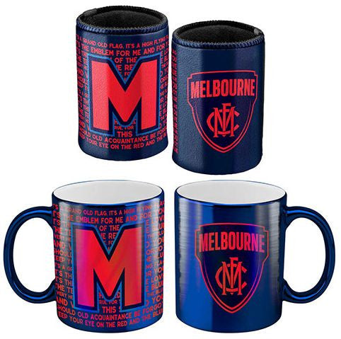 AFL Coffee Mug Metallic and Can Cooler Pack Melbourne Demons