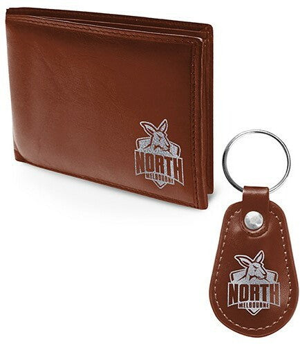 AFL Leather Wallet and Keyring Pack North Melbourne Kangaroos