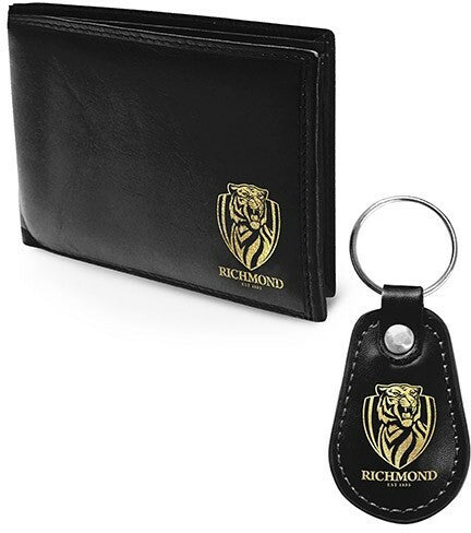 AFL Leather Wallet and Keyring Pack Richmond Tigers