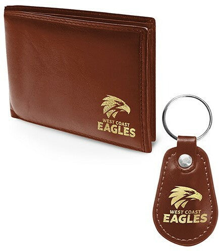 AFL Leather Wallet and Keyring Pack West Coast Eagles