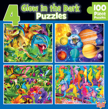Load image into Gallery viewer, Masterpieces Puzzle 4 Pack Glow in the Dark Blue Puzzle 100 pieces
