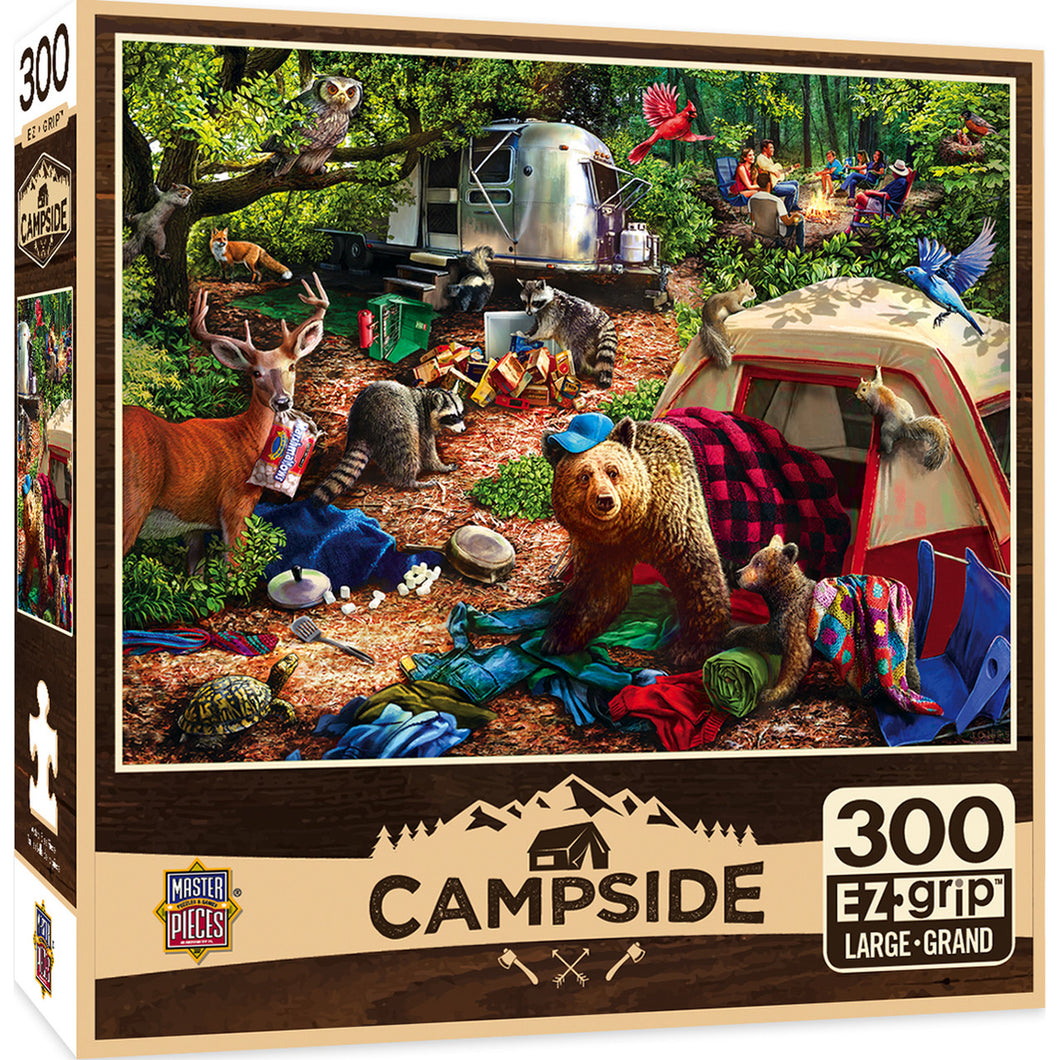 Masterpieces Puzzle Campside Campsite Trouble EZ Grip Puzzle 300 pieces