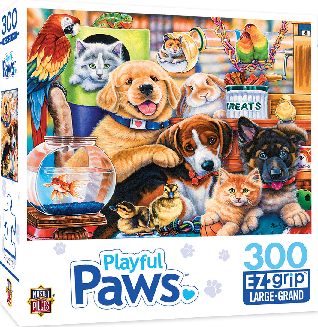 Masterpieces Puzzle Playful Paws Home Wanted Ez Grip Puzzle 300 pieces