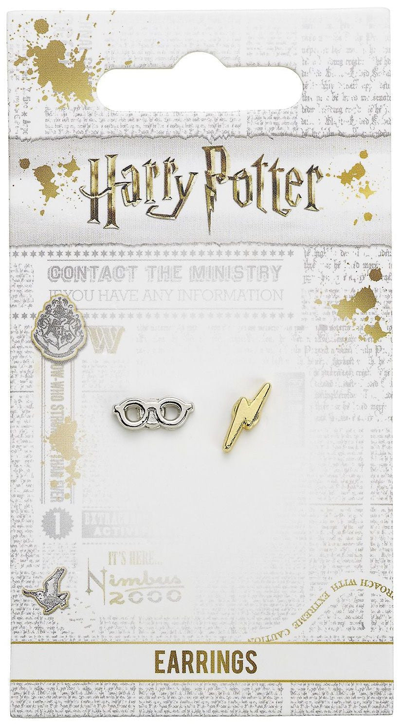 Harry Potter Silver Plated Earrings Lightning Bolt & Glasses Stud Earrings