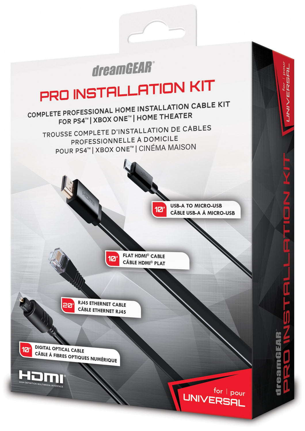 PS4/XB1/Switch/PC dreamGEAR Pro Installation Cable Kit - Black