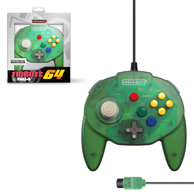 N64 Tribute 64 Retro-bit Wired Controller - Forest Green