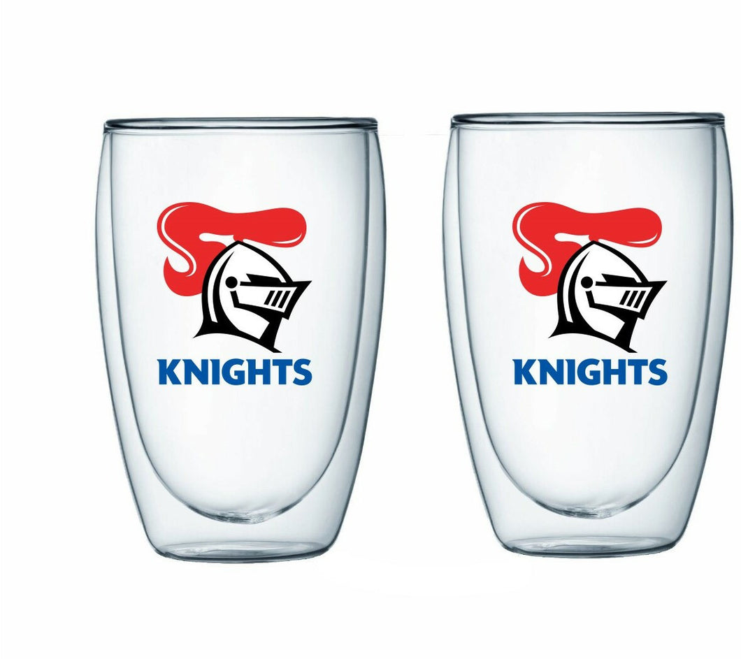 NRL Double Wall Glasses Set of 2 Newcastle Knights