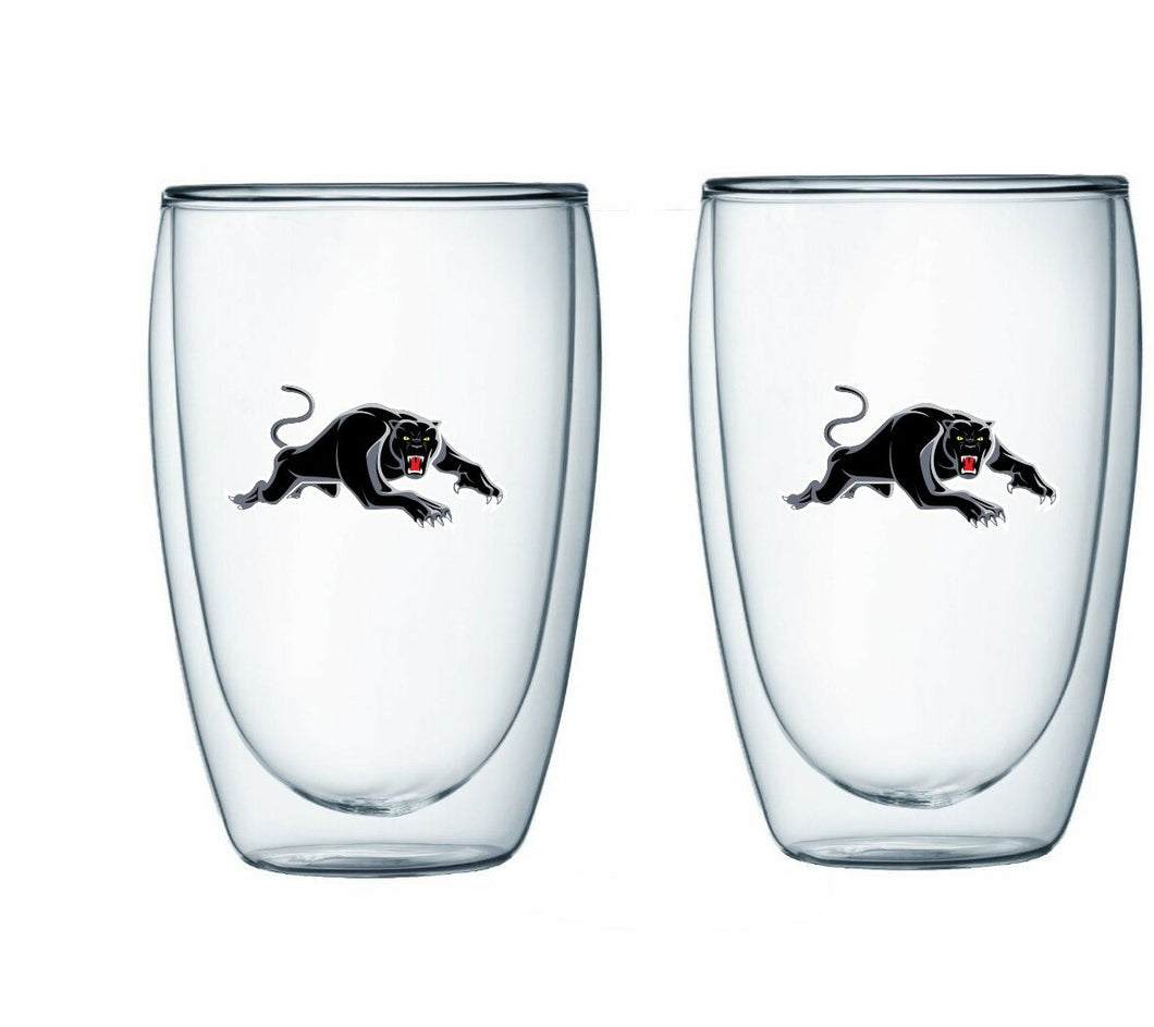 NRL Double Wall Glasses Set of 2 Penrith Panthers