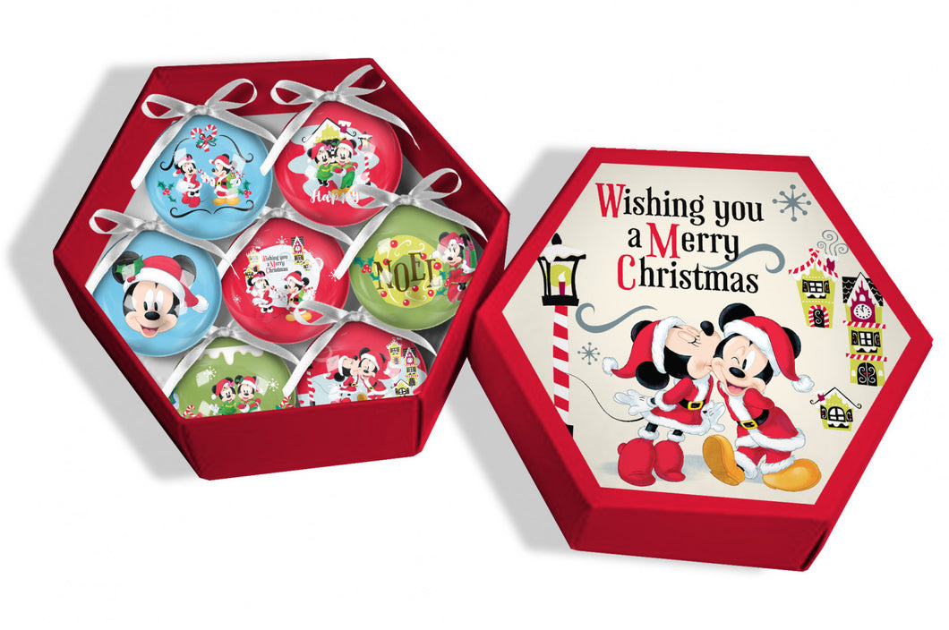 Christmas Baubles Disney Mickey Mouse and Minnie Mouse Set of 7