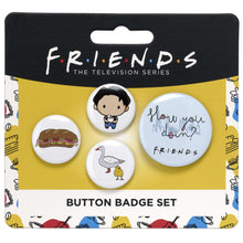 Load image into Gallery viewer, Friends Button Badge Set of 4 Joey
