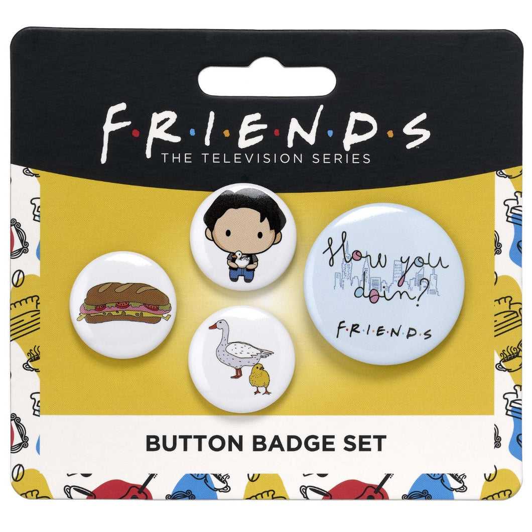 Friends Button Badge Set of 4 Joey