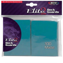Load image into Gallery viewer, BCW Deck Protectors Standard Elite2 Matte Azure (66mm x 93mm) (100 Sleeves Per Pack)
