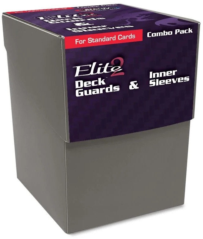 BCW Deck Case Box, Deck Protectors and Inner Sleeves Standard Elite2 Combo Pack Glossy Cool Grey