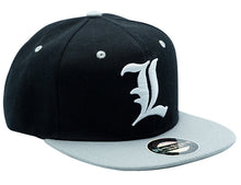 Load image into Gallery viewer, Death Note Snapback Cap Black &amp; Grey &quot;L&quot;
